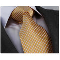 Men's jacquard Silver & Gold Checkers Premium Neck Tie With Gift Box - Amedeo Exclusive