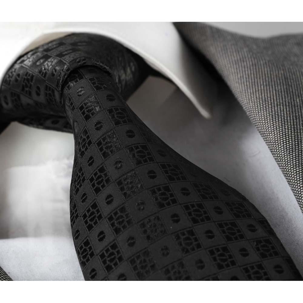 Men's Fashion Black Squares Neck Tie Gift box - Amedeo Exclusive