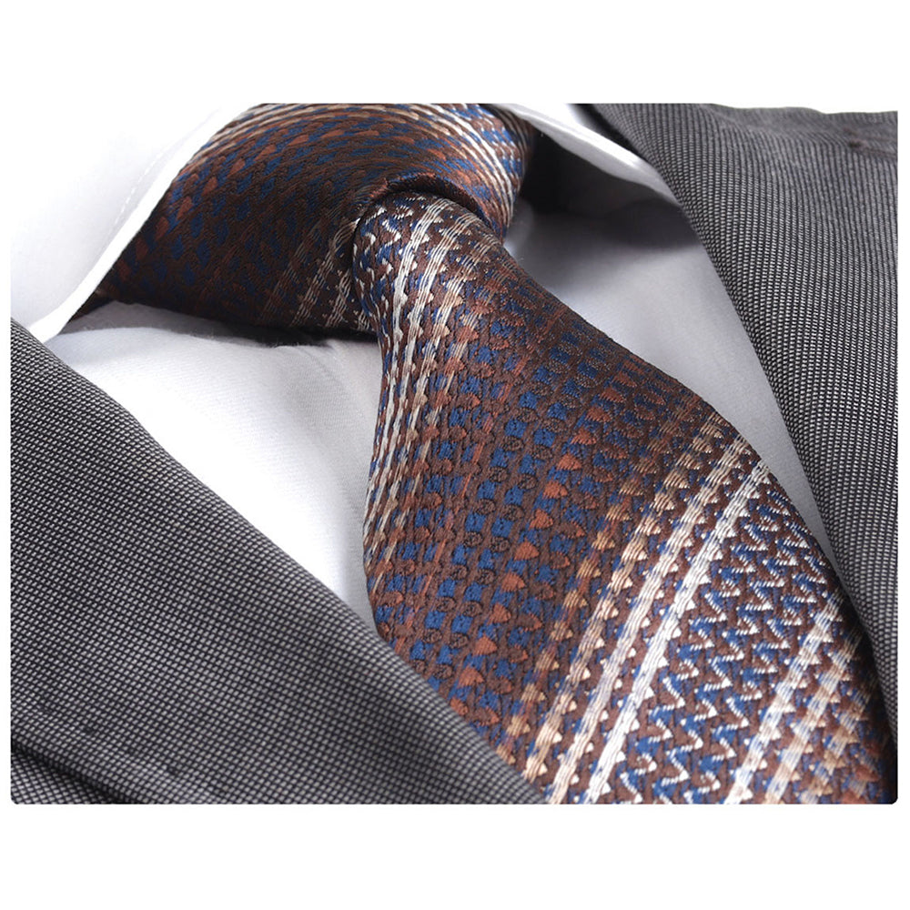 Men's jacquard Brown Knitted Premium Neck Tie With Gift Box - Amedeo Exclusive