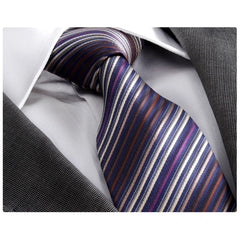 Men's Fashion Blue Purple Striped Neck Tie Gift box - Amedeo Exclusive