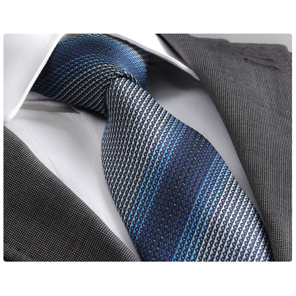 Men's Fashion Blue Shades Tie Silk Neck Ties Gift Box - Amedeo Exclusive