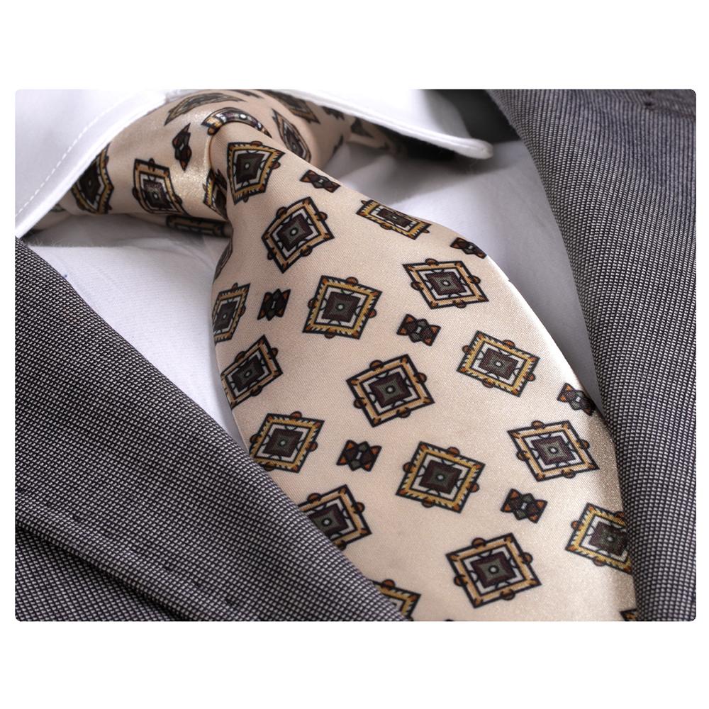Amedeo Exclusive Men's Fashion Grey Check With Turquoise Silk Neck Tie Gift Box - Amedeo Exclusive