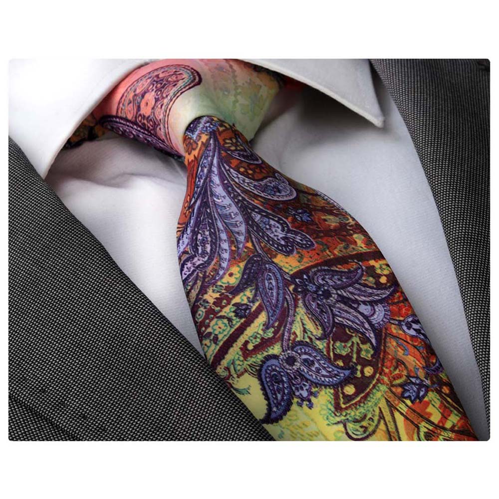 Men's jacquard Blue Parrot Paisley Premium Neck Tie With Gift Box - Amedeo Exclusive