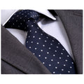 Men's Fashion Navy Blue White Polka Dot Neck Tie - Amedeo Exclusive