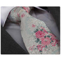 Men's jacquard Rose White Floral Premium Neck Tie With Gift Box - Amedeo Exclusive