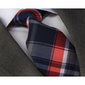 Men's jacquard Blue Red Striped Premium Neck Tie With Gift Box - Amedeo Exclusive
