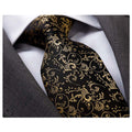 Men's Fashion Black Gold Silk Neck Tie Gift Box - Amedeo Exclusive