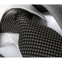 Men's jacquard Black Grey Squares Premium Neck Tie With Gift Box - Amedeo Exclusive