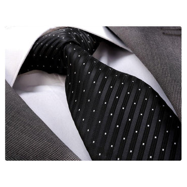 Men's jacquard Black White Premium Neck Tie With Gift Box - Identical - Amedeo Exclusive