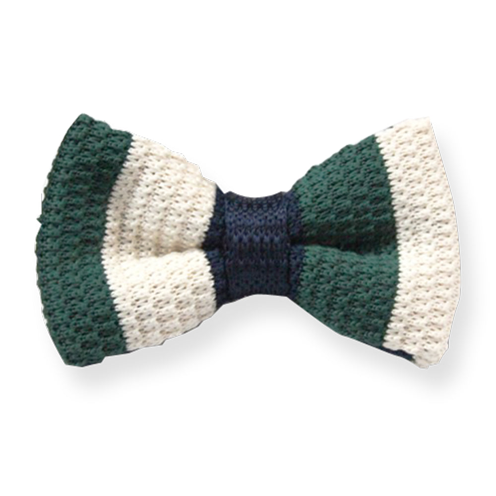 Men's Green With White Silk Knitted Bow Tie - Amedeo Exclusive