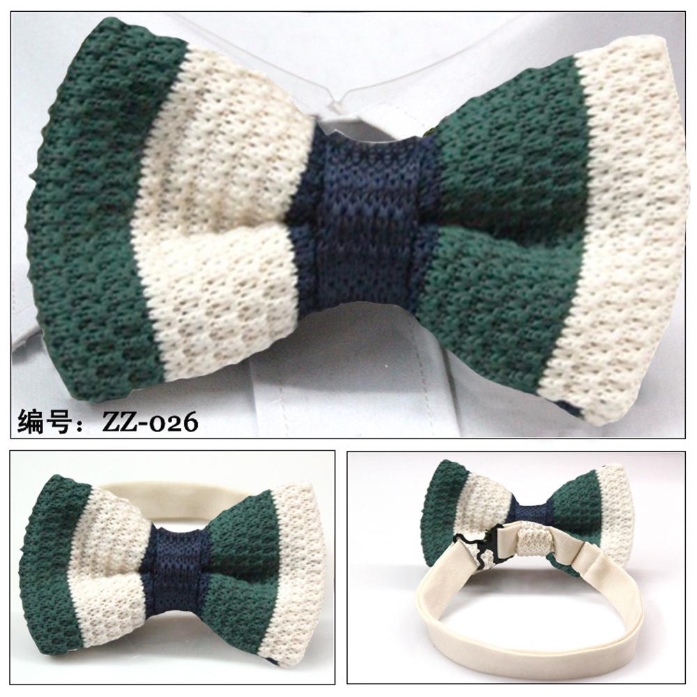 Men's Green With White Silk Knitted Bow Tie - Amedeo Exclusive