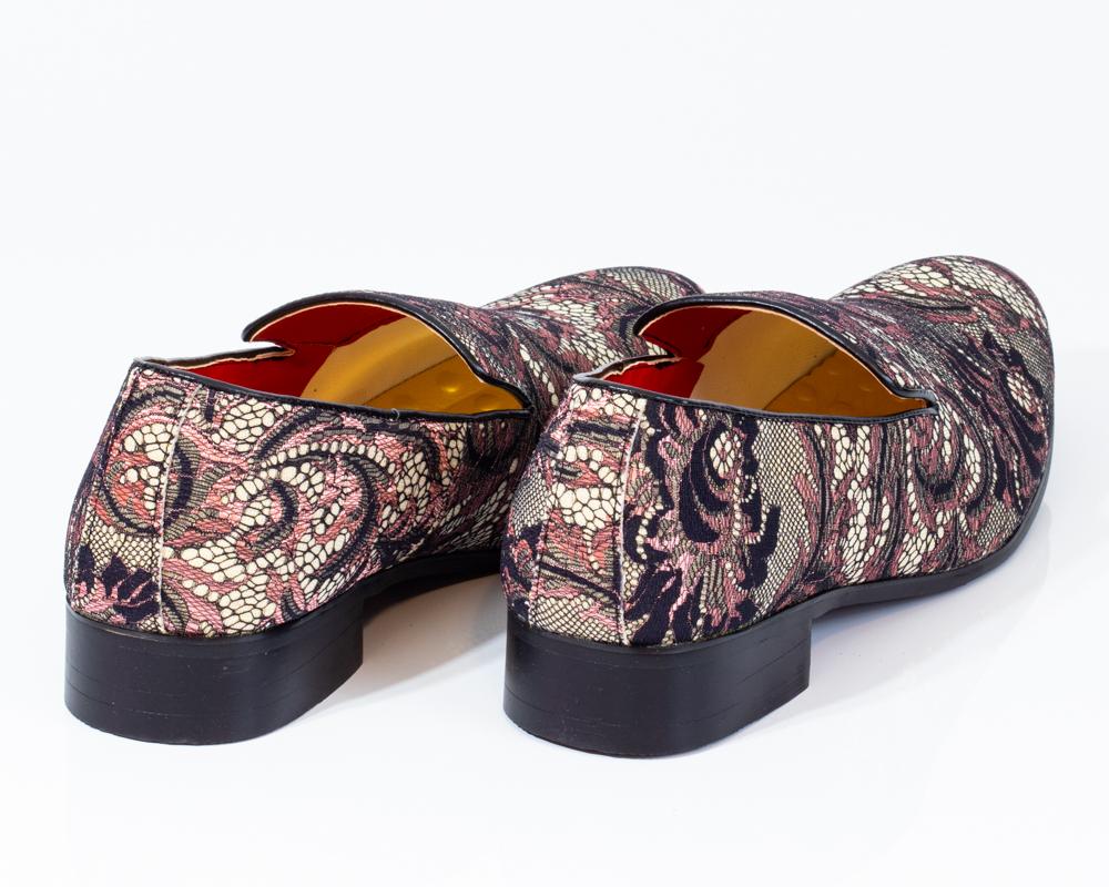 Premium Brown Multicolor Floral Textured Loafers for men designer slip on casual / dress shoes – - Amedeo Exclusive
