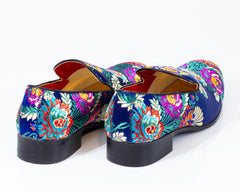 Premium Blue Multicolor Floral Loafers for men designer slip on casual / dress shoes – Luxury - Amedeo Exclusive