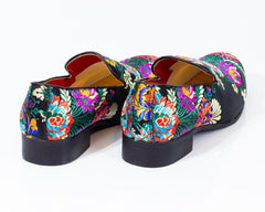 Premium Black Multicolor Floral Loafers for men designer slip on casual / dress shoes – Luxury - Amedeo Exclusive