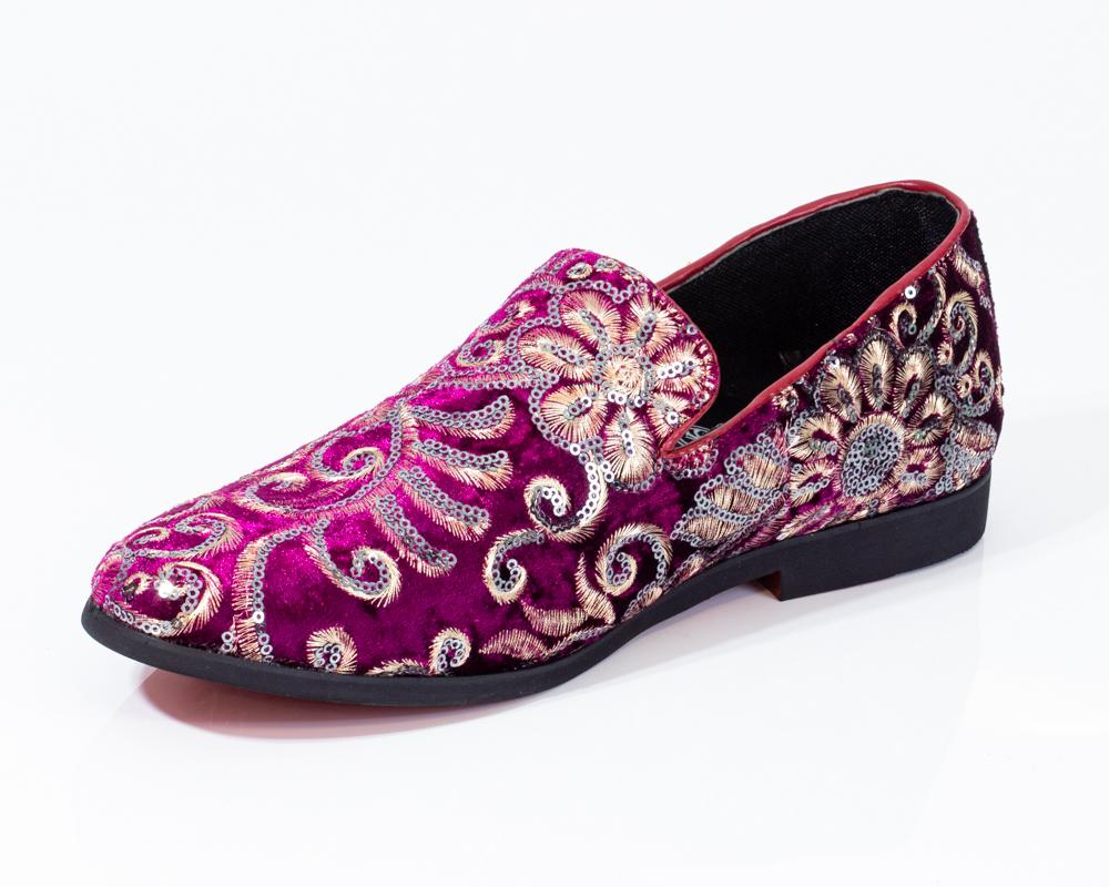 Premium Pink Multicolor Floral  Loafers for men designer slip on casual / dress shoes – Luxury - Amedeo Exclusive