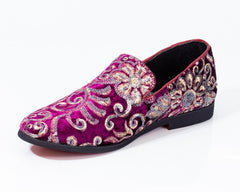 Premium Pink Multicolor Floral  Loafers for men designer slip on casual / dress shoes – Luxury