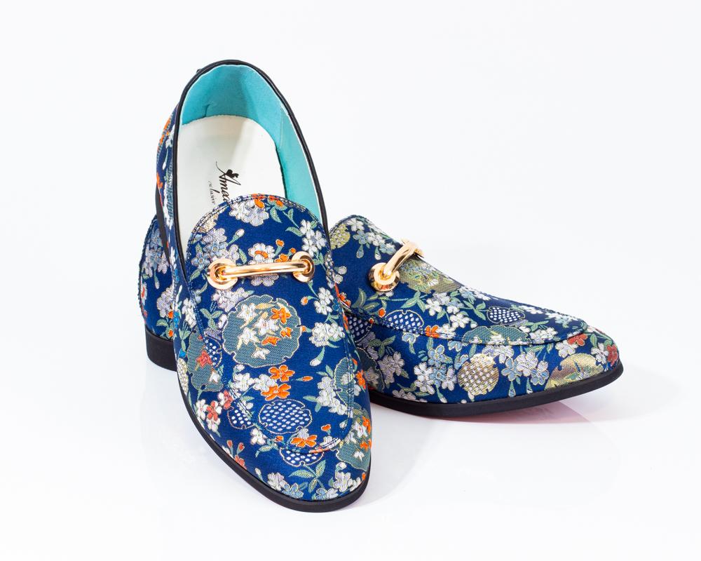 Premium Blue Golden Multicolor Loafers for men designer slip on casual / dress shoes – Luxury - Amedeo Exclusive