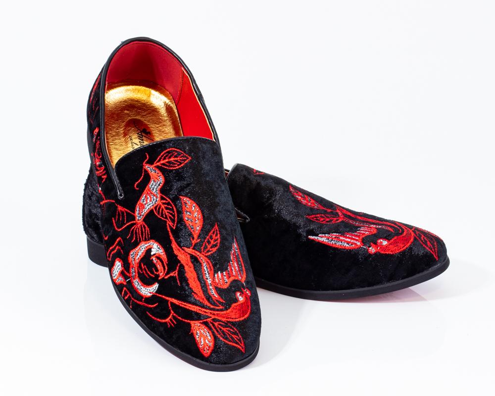 Premium Red And Black Loafers for men designer slip on casual