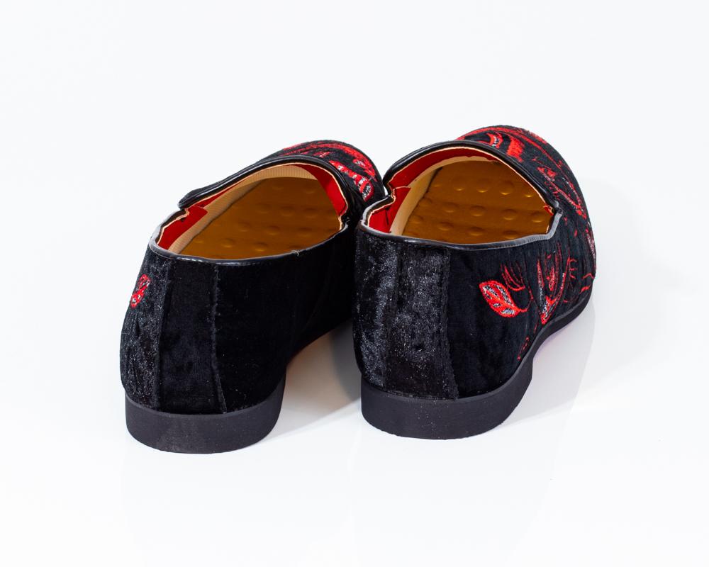 Premium Red And Black Loafers for men designer slip on casual