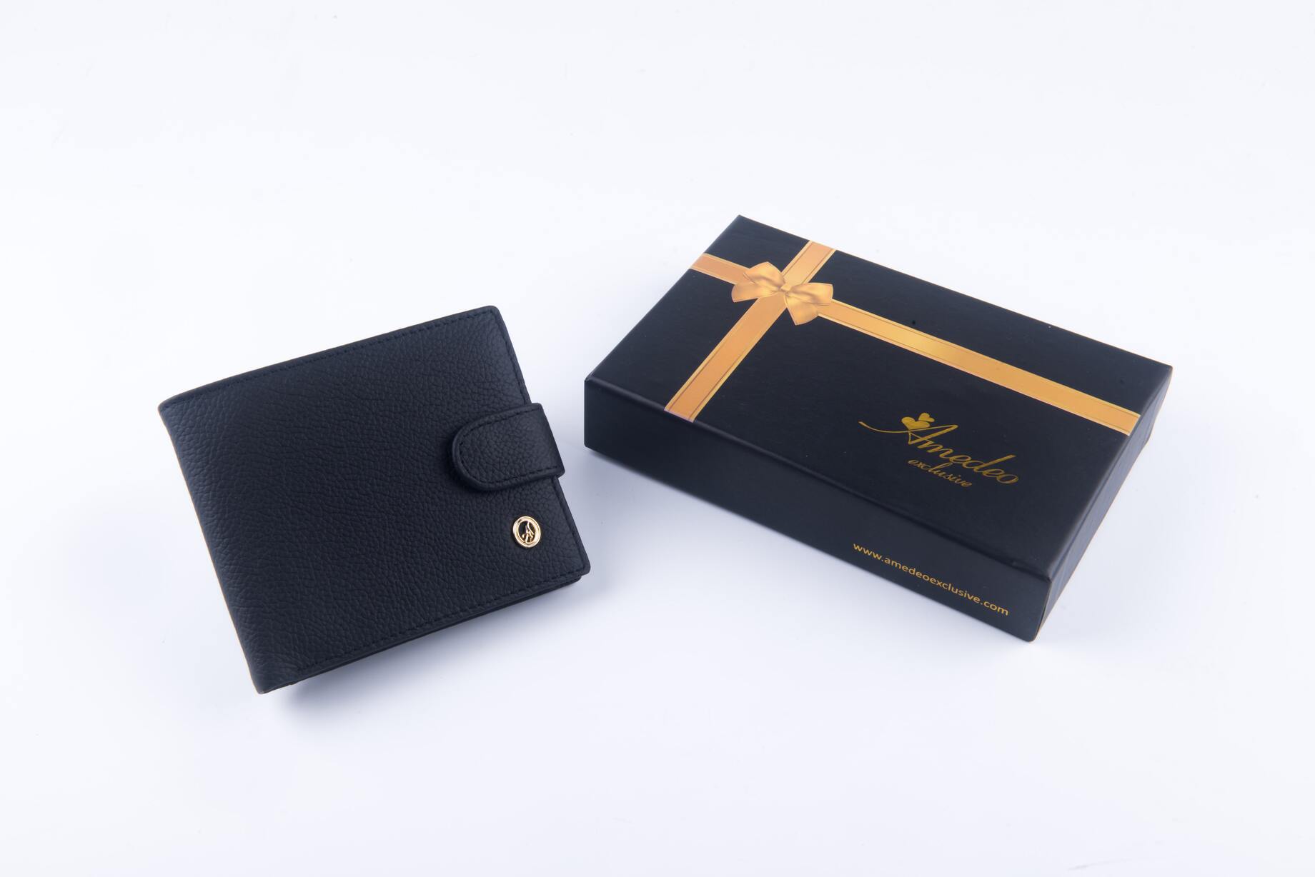 Leather Wallets Black -AMLW-0001 - Amedeo Exclusive