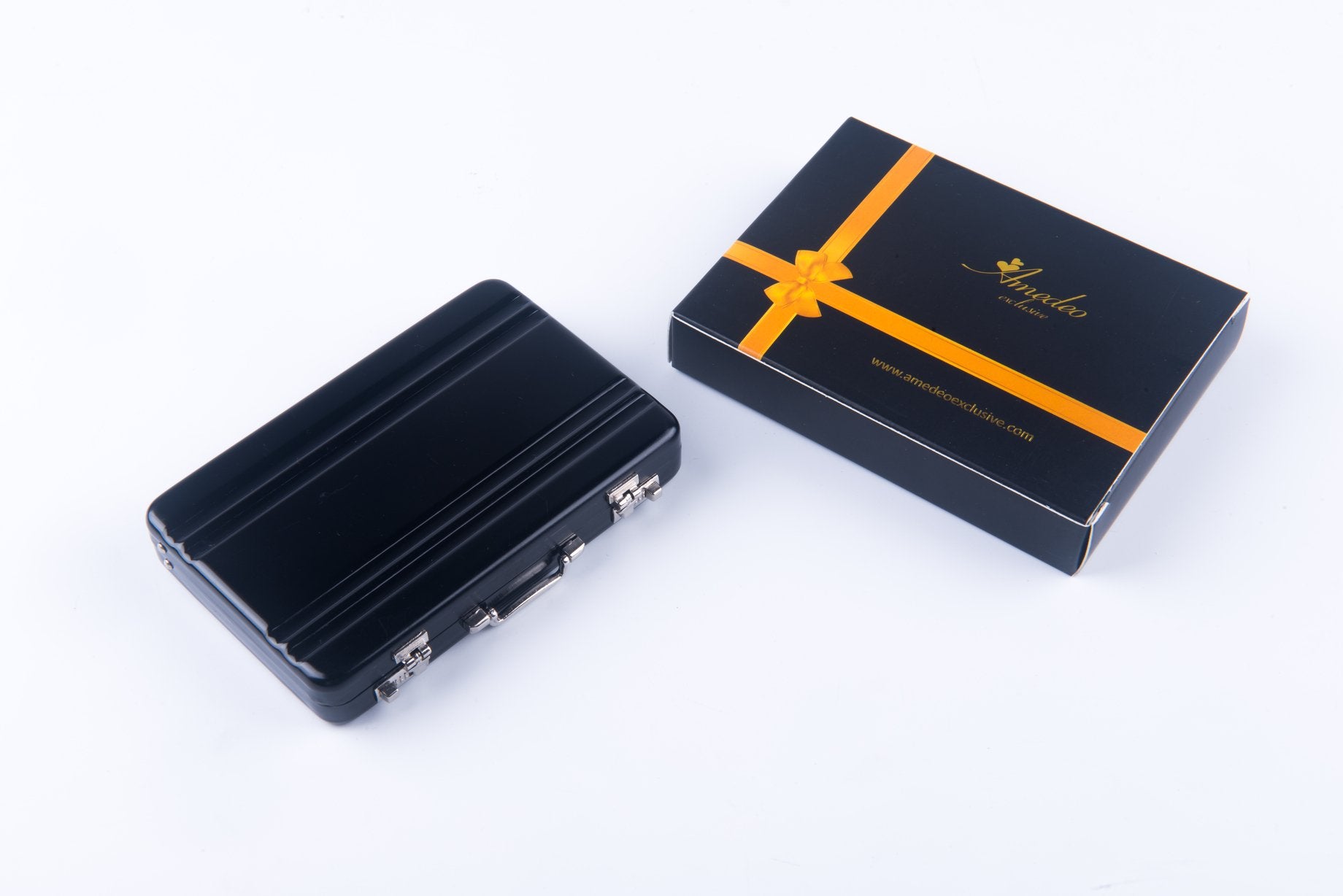 Metal Mens pocket sized Black Business Card Holder Card Case