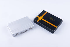 Metal Mens pocket sized Silver White Business Card Holder / Card Case / Visiting Card Case - Amedeo Exclusive
