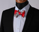 Red White Paisley Mens Silk Self tie Bow Tie with Pocket Squares Set