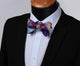 Burgundy Yellow Check Mens Silk Self tie Bow Tie with Pocket Squares Set