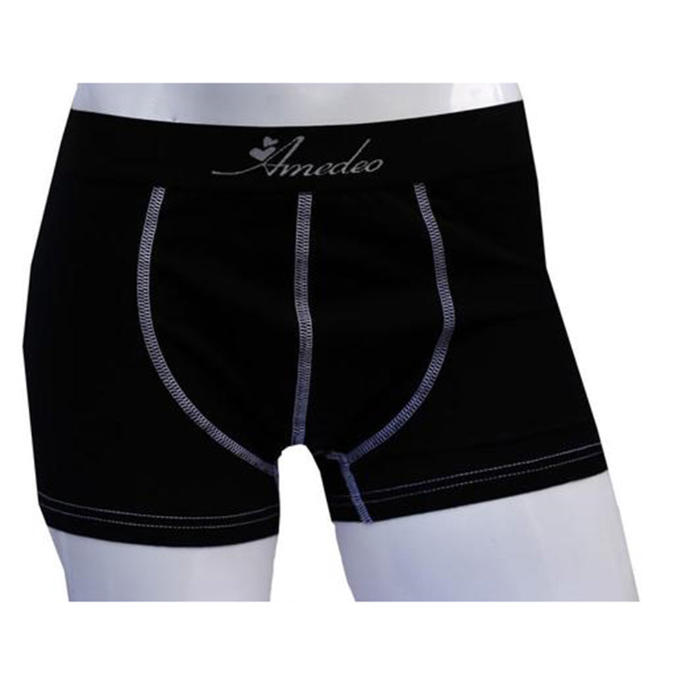 Men's Solid Black Cotton Boxer Briefs Underwear - Amedeo Exclusive