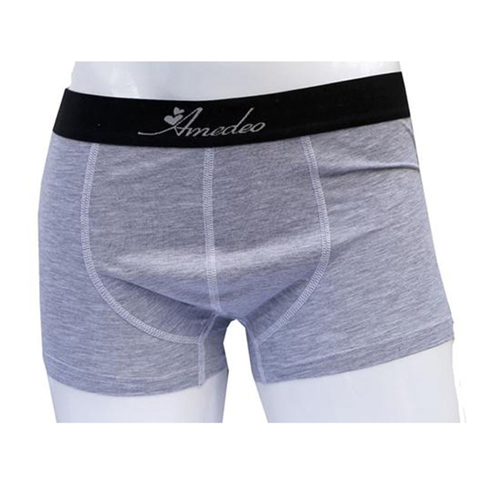 Men's Solid Grey Cotton Boxer Briefs Underwear - Amedeo Exclusive