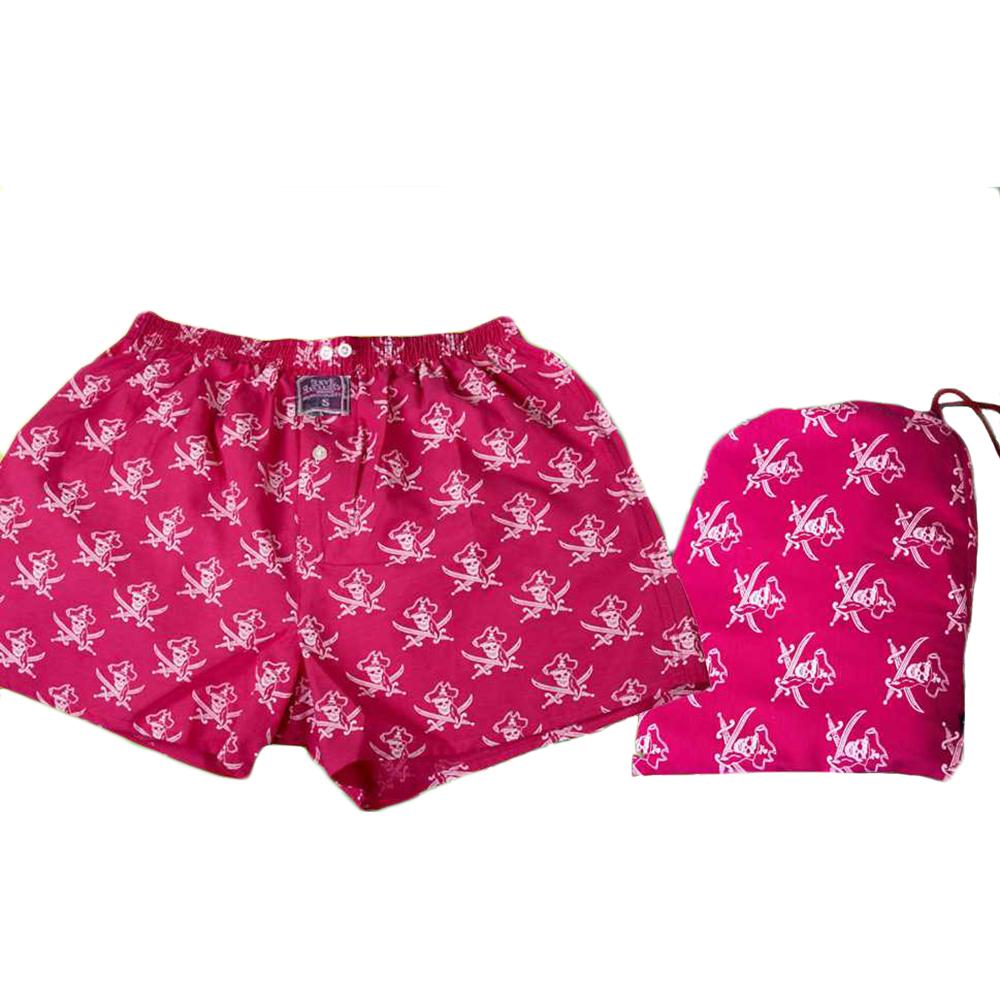 Men's Pink White Pirates Cotton Boxer Brief Underwear - Amedeo Exclusive