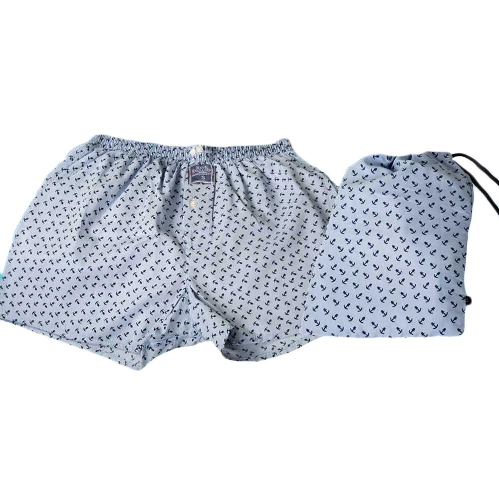 Men's Blue Anchor Cotton Boxer Brief Underwear - Amedeo Exclusive