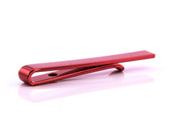 Men's Red Shiny Metallic Stainless Steel Tie Clips - Amedeo Exclusive