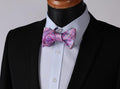 Purple Mens Silk Self tie Bow Tie with Pocket Squares Set - Amedeo Exclusive