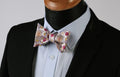 Red Gold & Yellow Floral Mens Silk Self tie Bow Tie with Pocket Squares Set - Amedeo Exclusive