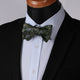 Green Textured Mens Silk Self tie Bow Tie with Pocket Squares Set - Amedeo Exclusive