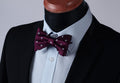 Burgundy Mens Silk Self tie Bow Tie with Pocket Squares Set - Amedeo Exclusive