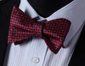 Men's Silk Orange Blue Check Self  Bow Tie Pocket Handkerchief - Amedeo Exclusive