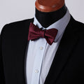 Men's Silk Orange Blue Check Self  Bow Tie Pocket Handkerchief - Amedeo Exclusive