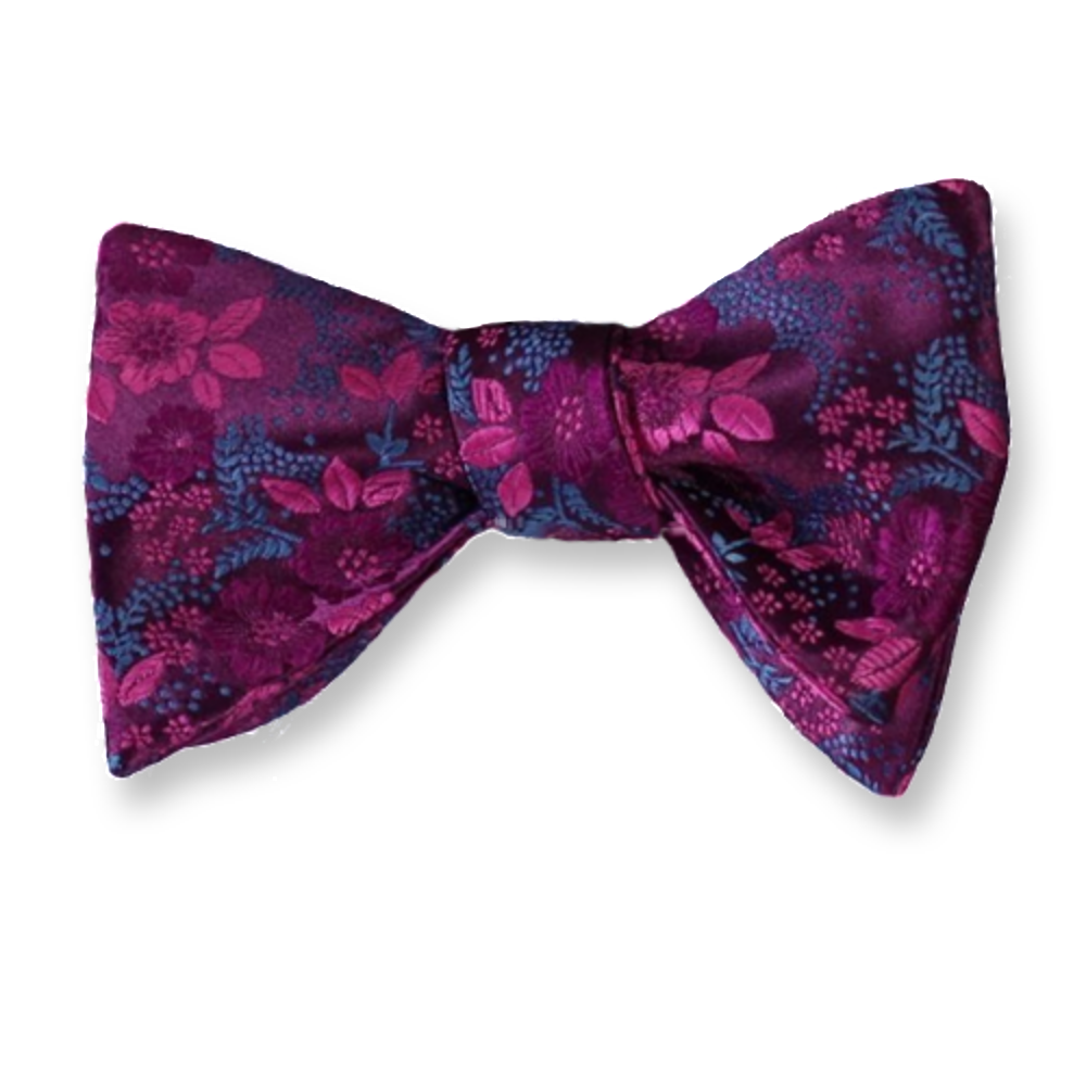 Pink Floral Mens Silk Self tie Bow Tie with Pocket Squares Set - Amedeo Exclusive