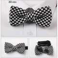 Men's Black With White Checkers Silk Knitted Bow Tie - Amedeo Exclusive