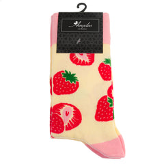 Pink Fruit Printed -European Made - Egyptian Cotton Socks - Premium Cotton Fun socks with Soft Elastic