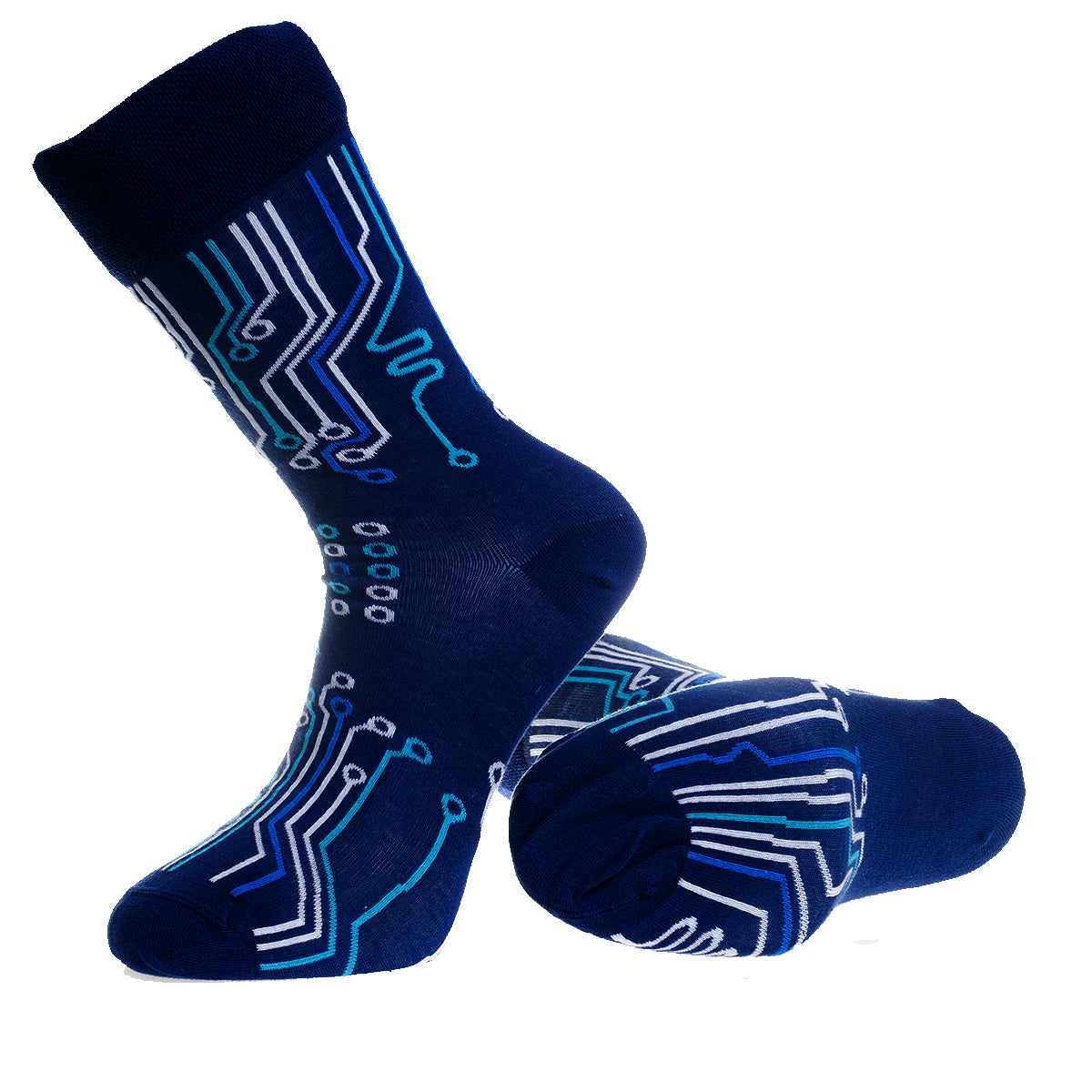 Dark Blue Printed -European Made - Egyptian Cotton Socks - Premium Cotton Fun socks with Soft Elastic