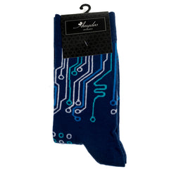 Dark Blue Printed -European Made - Egyptian Cotton Socks - Premium Cotton Fun socks with Soft Elastic