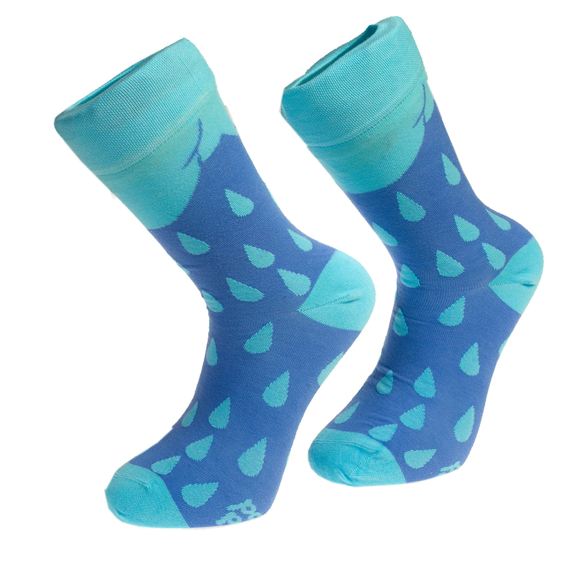Blue Water Drop -European Made - Egyptian Cotton Socks - Premium Cotton Fun socks with Soft Elastic