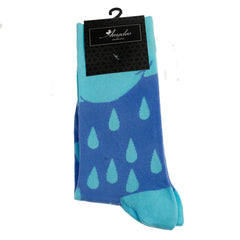 Blue Water Drop -European Made - Egyptian Cotton Socks - Premium Cotton Fun socks with Soft Elastic