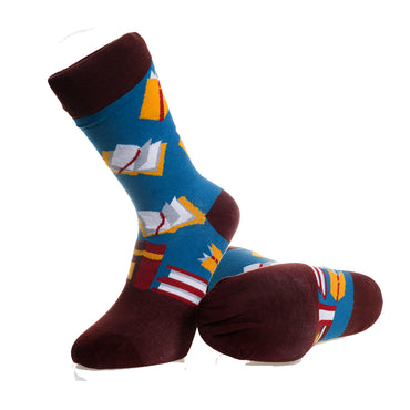 Blue and Brown-European Made - Egyptian Cotton Socks - Premium Cotton Fun socks with Soft Elastic