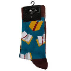 Blue and Brown-European Made - Egyptian Cotton Socks - Premium Cotton Fun socks with Soft Elastic