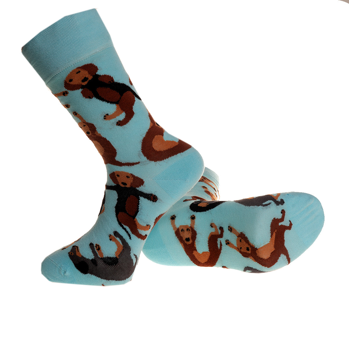 Blue Socks With Printed Dogs-European Made - Egyptian Cotton Socks - Premium Cotton Fun socks with Soft Elastic