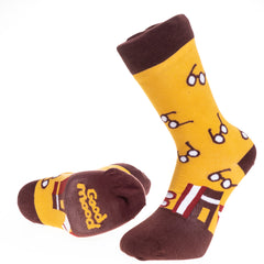 Yellow With White Glasses Printed-European Made - Egyptian Cotton Socks - Premium Cotton Fun socks with Soft Elastic